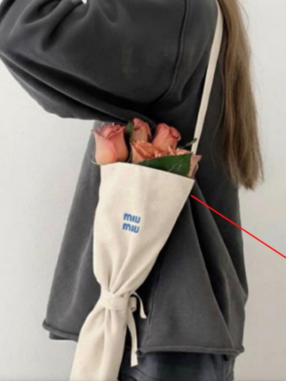Miu Miu Cream Canvas Flower Tote with Embroidered Logo